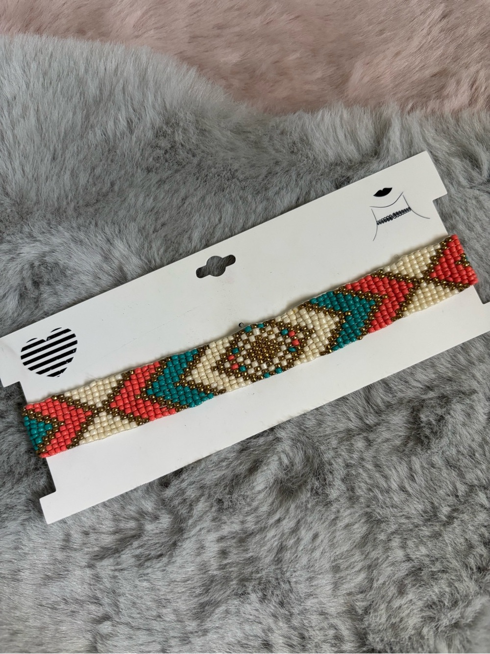 Beaded geometric colorful choker necklace